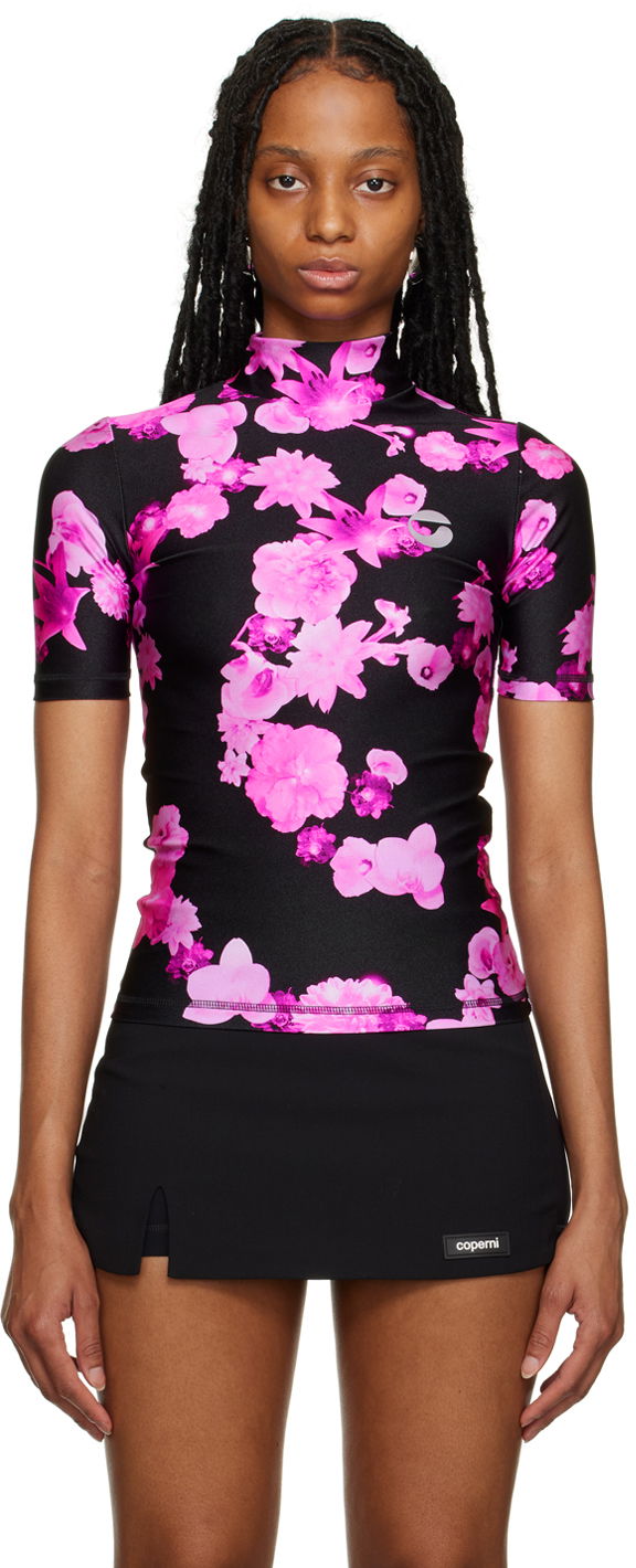 Crop Top Coperni Coperni Floral Fitted T-Shirt Čierna | COPJS20BIS544, 0