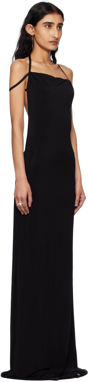 Šaty Marine Serre Marine Serre Draped Jersey Open Back Maxi Dress Čierna | WDR335A CJER0022, 1