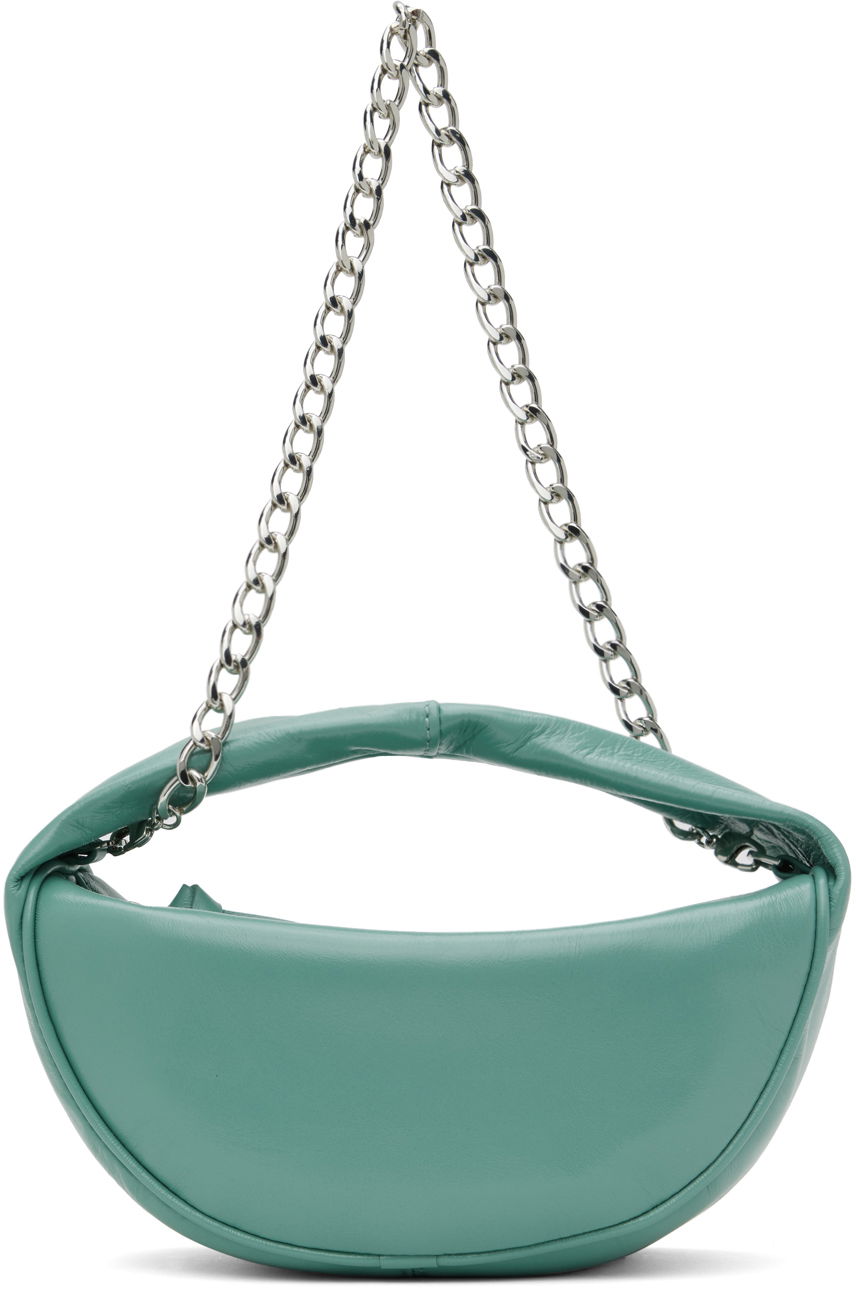 Taška cez rameno BY FAR BY FAR Cush Cadet Creased Leather Shoulder Bag Zelené | MWBTH014LL002BL052PL, 0