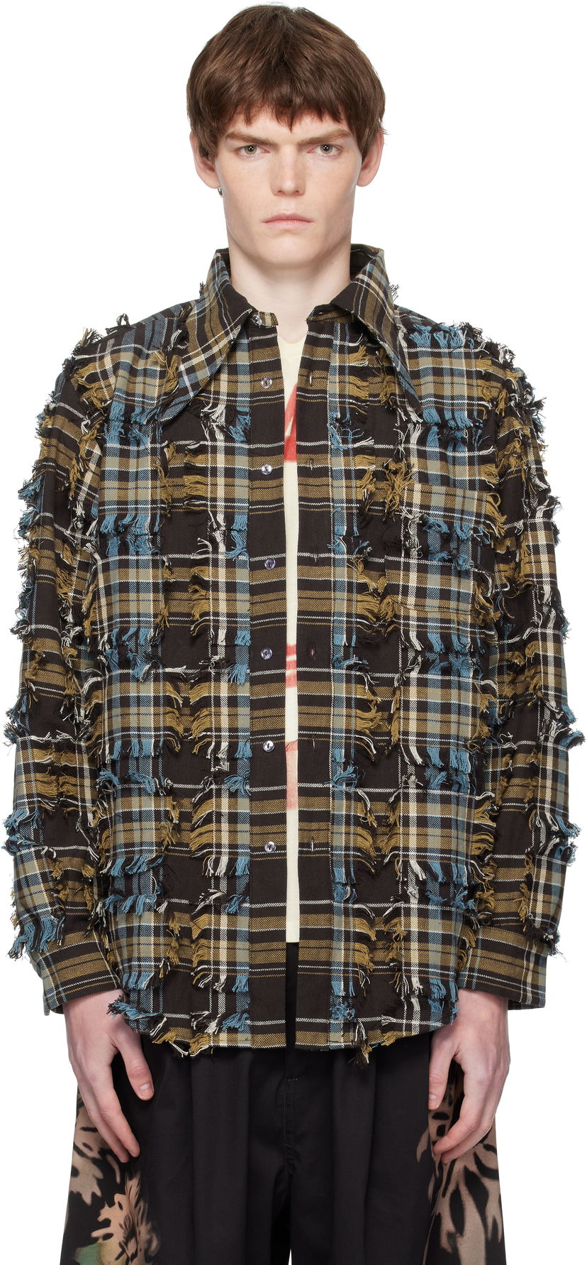 Košeľa Collina Strada Collina Strada Frayed Plaid Button-Up Shirt Hnedá | XX3063-B