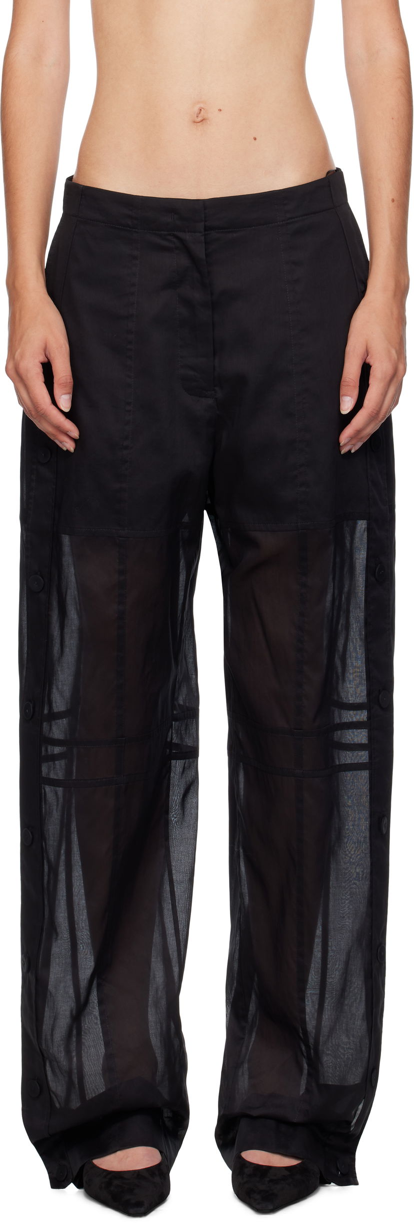 Nohavice Jil Sander Jil Sander Cotton Muslin Snap Button Trousers Čierna | J01KA0185_J45014