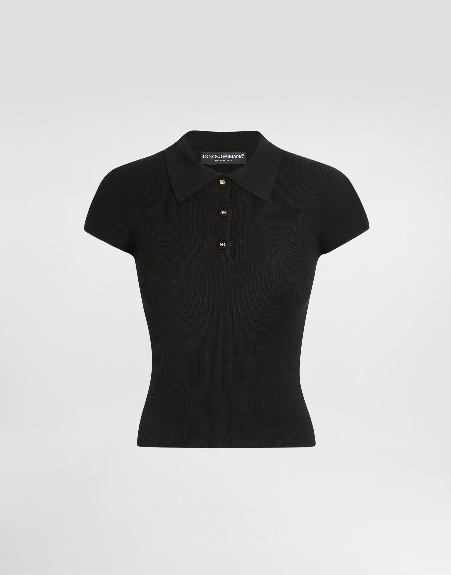 Polo tričko Dolce & Gabbana Dolce & Gabbana Women's Ribbed Viscose Polo Shirt Čierna | FXZ18TJFMHGN0000, 0