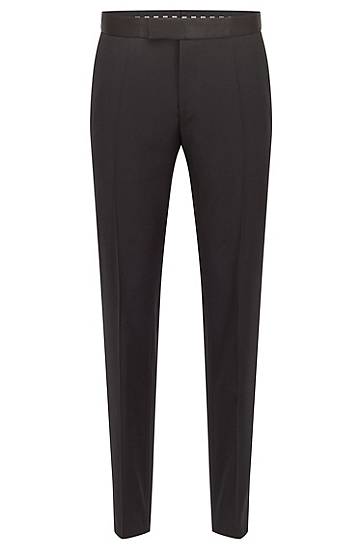 Nohavice BOSS Slim-Fit Tuxedo Trousers in Virgin-Wool Serge Čierna | 50469186, 0