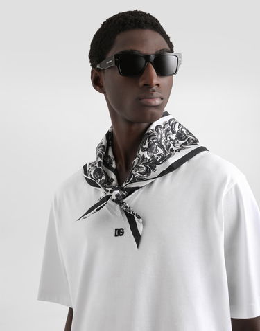 Tričko Dolce & Gabbana Dolce & Gabbana Cotton T-Shirt with Scarf Detail Biela | G8SS8ZG7O8ZW0800, 3