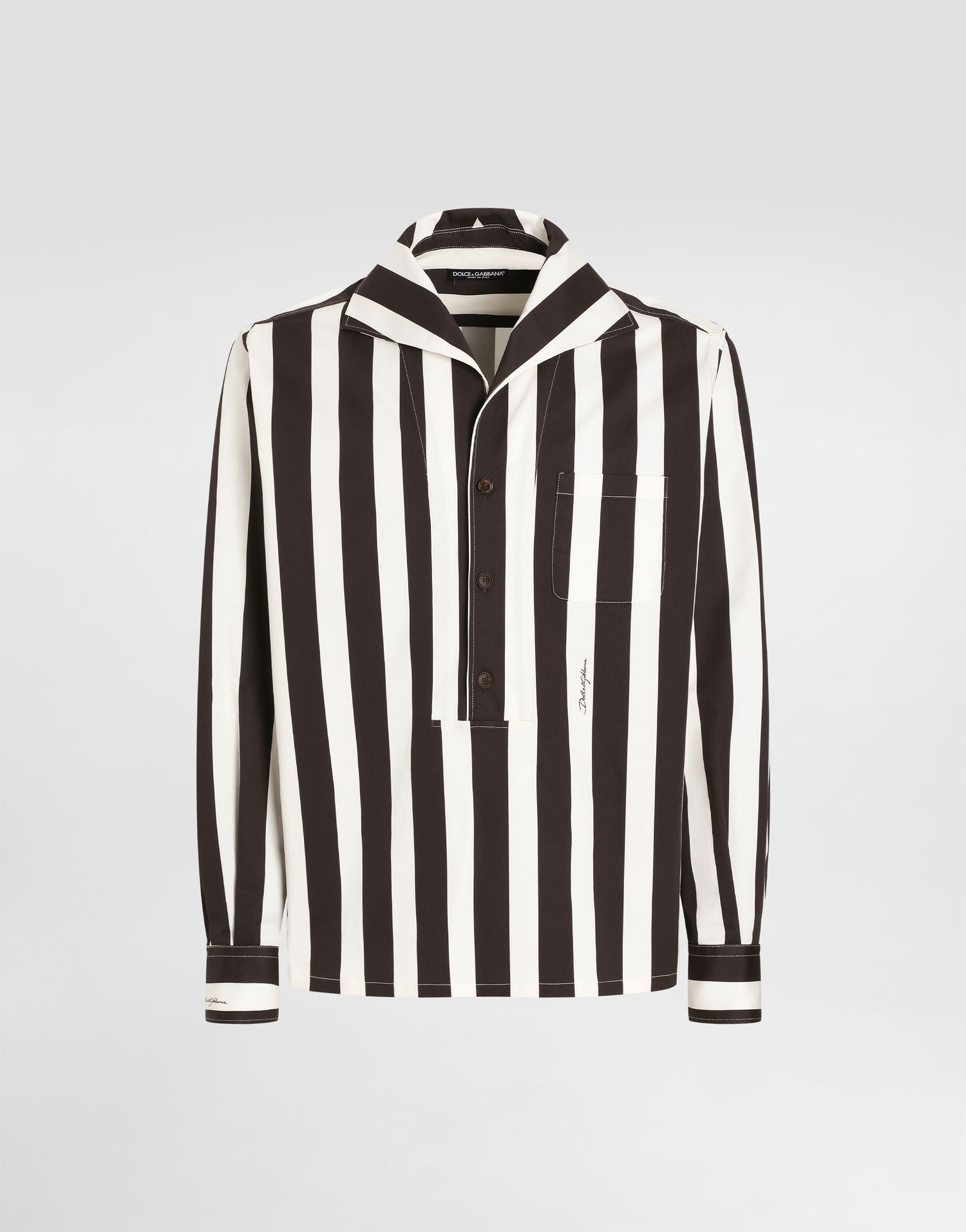 Košeľa Dolce & Gabbana Dolce & Gabbana Striped Cotton Drill Long-Sleeved Shirt Rôznofarebný | G5ND3TFSFOCHA9WM, 0