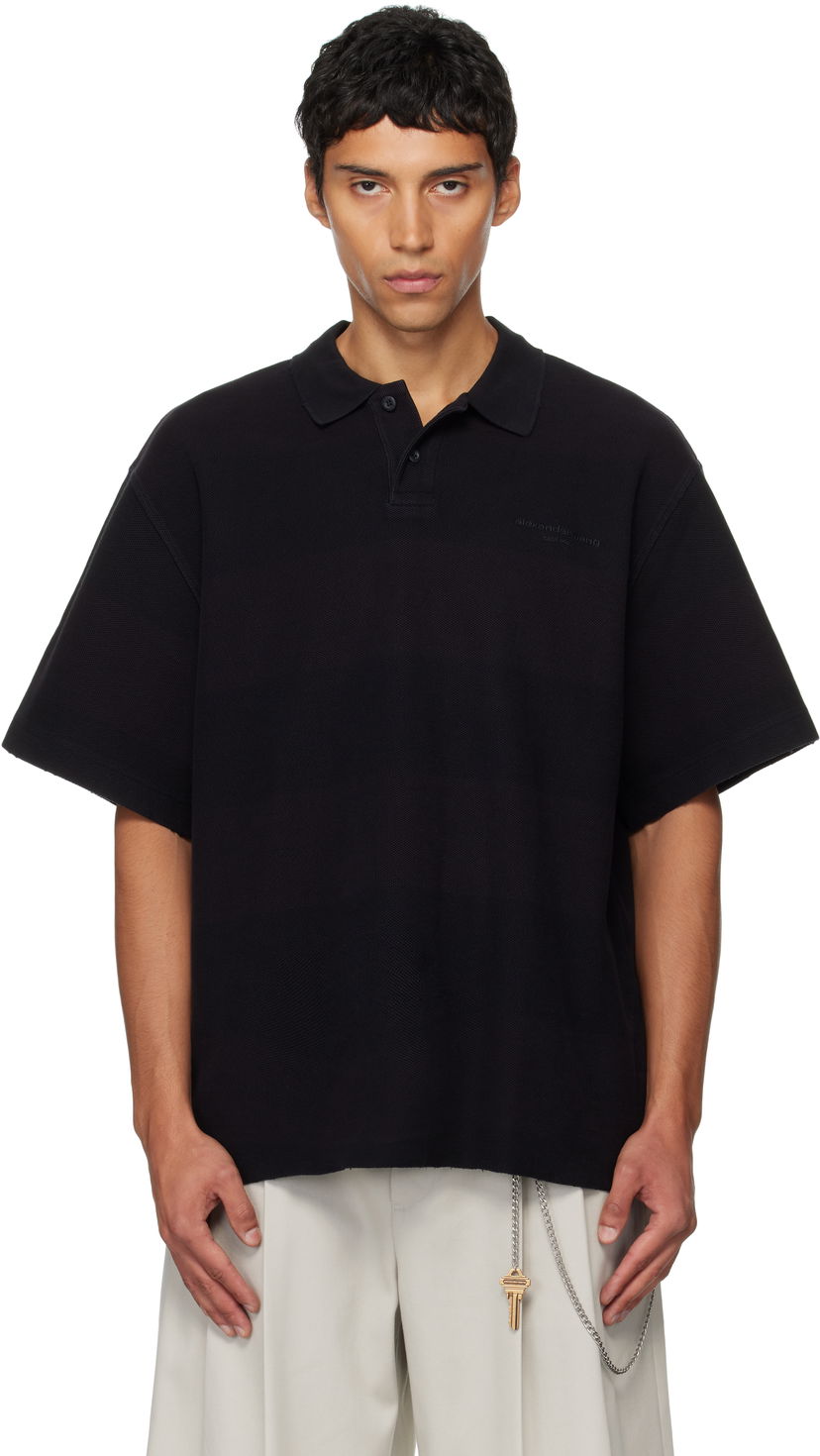 Polo tričko Alexander Wang Alexander Wang Rib Short Sleeve Polo Čierna | 6CC3251094