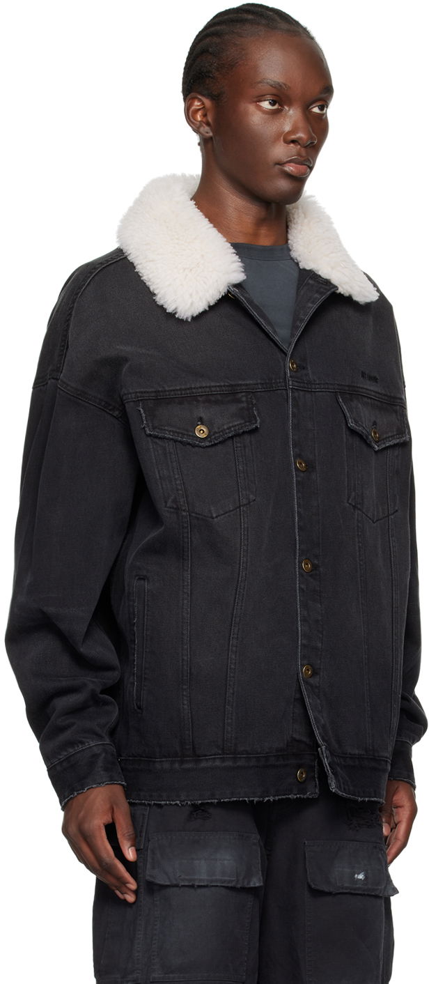 Bunda We11done Oversized Denim Jacket with Fur Collar Čierna | WD-DJ2-24-363-U-BK, 1