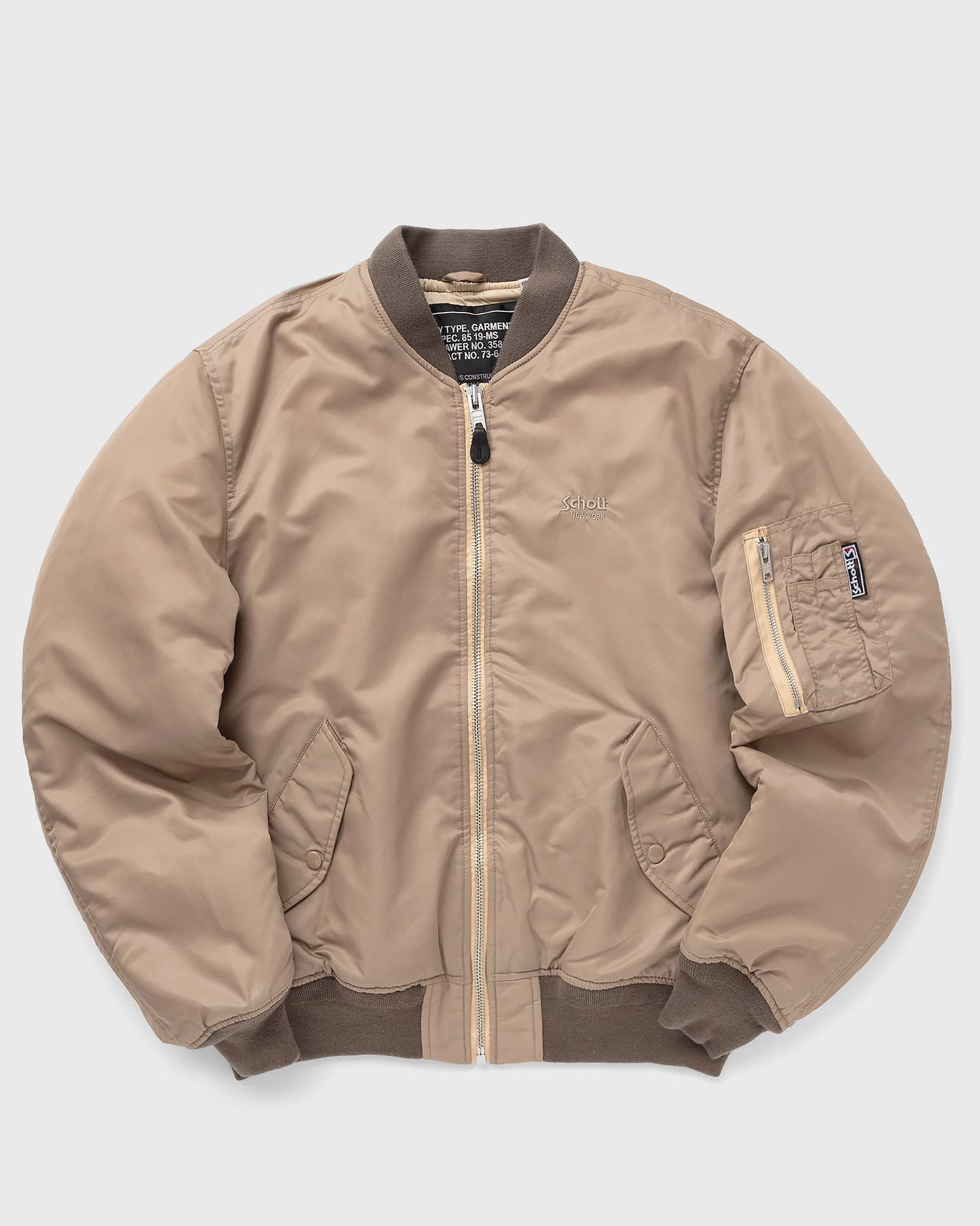 Bomber bunda Schott NYC Bomber Jacket Beige Béžová | MACAMPSRS-DESERT, 0