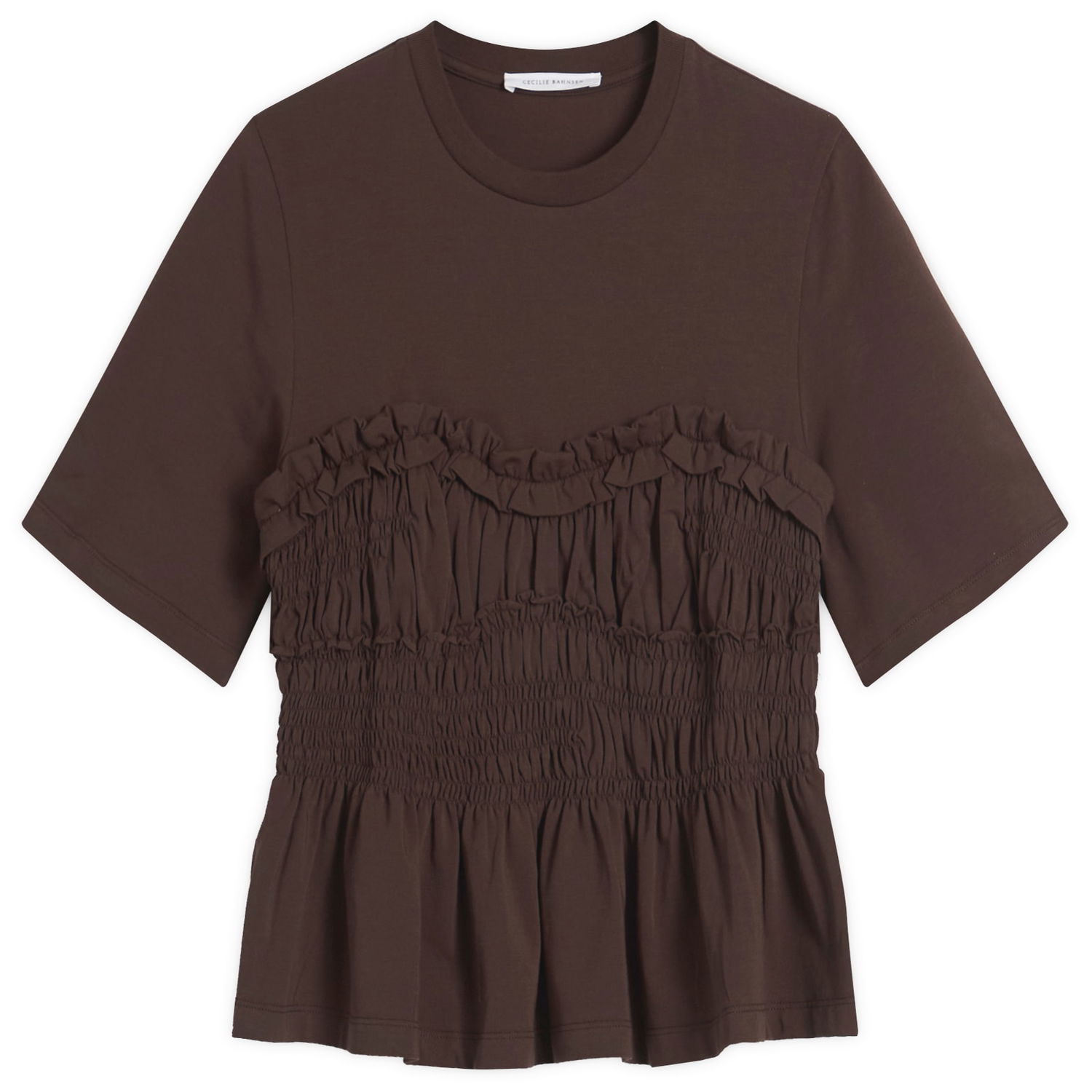 Tričko Cecilie Bahnsen Cecilie Bahnsen Vilde Smocked T-Shirt Hnedá | 225RTW19004, 1