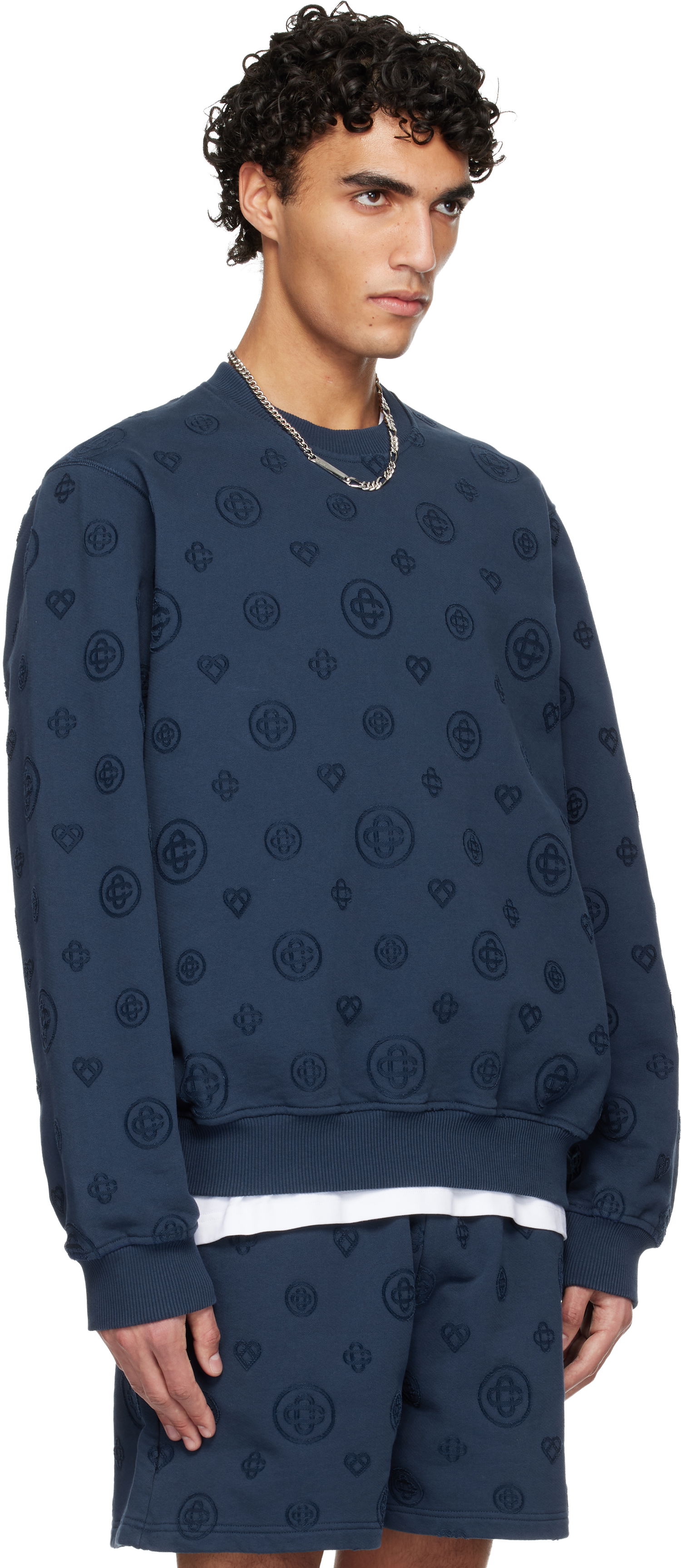 Mikina Casablanca Casablanca Applique Monogram Sweatshirt Navy | M-SP26-JTP-293-02, 1