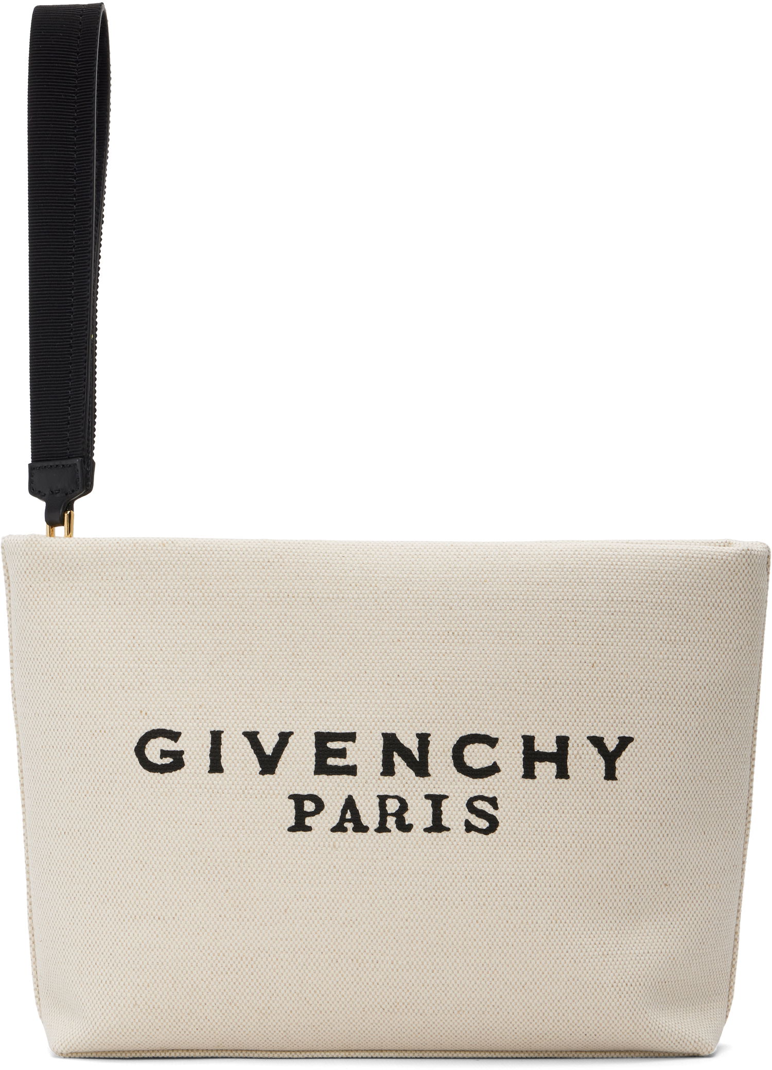 Peňaženka Givenchy Canvas Pouch with Givenchy Paris Print and Wrist Strap Béžová | BB60PNB2C8255, 0