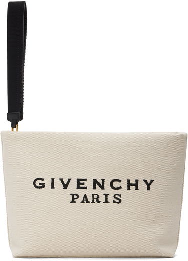 Peňaženka Givenchy Canvas Pouch with Givenchy Paris Print and Wrist Strap Béžová | BB60PNB2C8255, 0