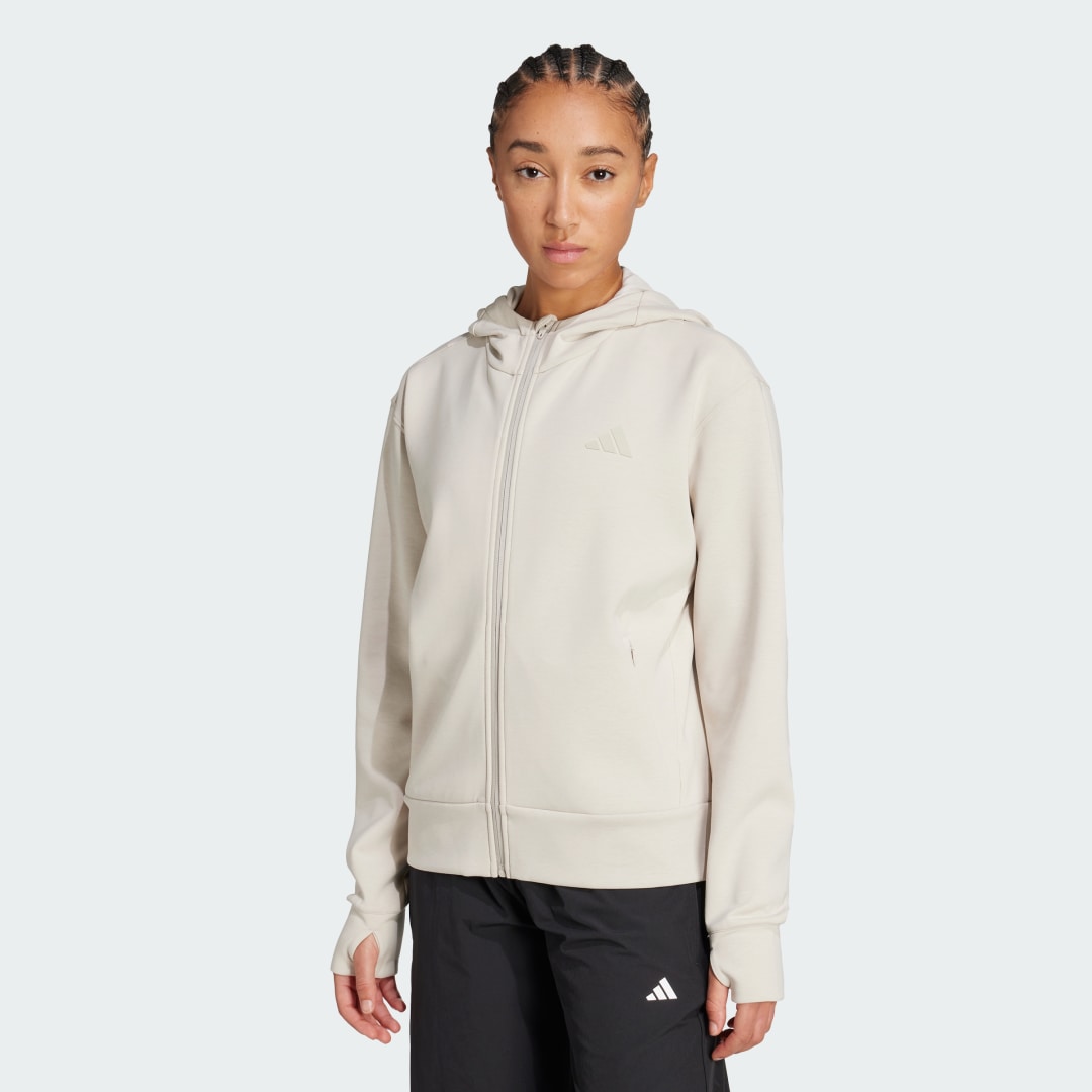 Mikina adidas Performance Designed 4 Training Full-Zip Hoodie Béžová | JX7318, 0