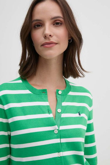 Sveter Polo by Ralph Lauren Striped Lightweight Cardigan Zelené | 211891885, 3