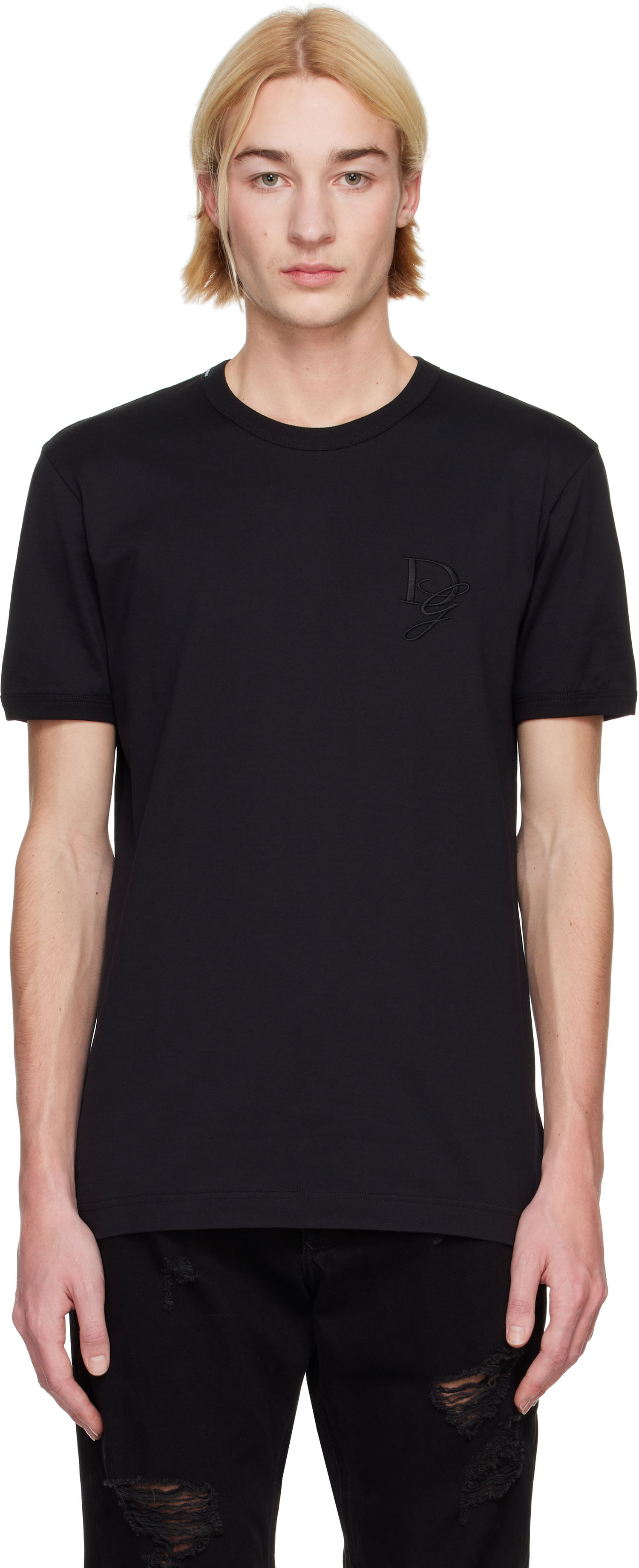 Tričko Dolce & Gabbana Dolce&Gabbana Jersey Round Neck T-Shirt Čierna | G8RN8ZG7N4Q, 0