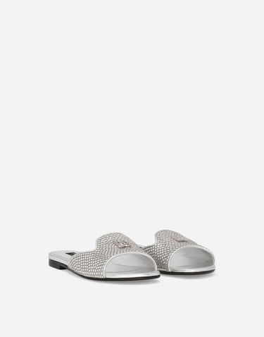 Tenisky a topánky Dolce & Gabbana Lambskin Rhinestone Slides Metalická | D10314AA63080998, 1