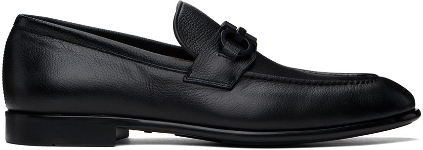 Tenisky a topánky FERRAGAMO Leather Loafers With Gancini Ornament Čierna | 768931, 0