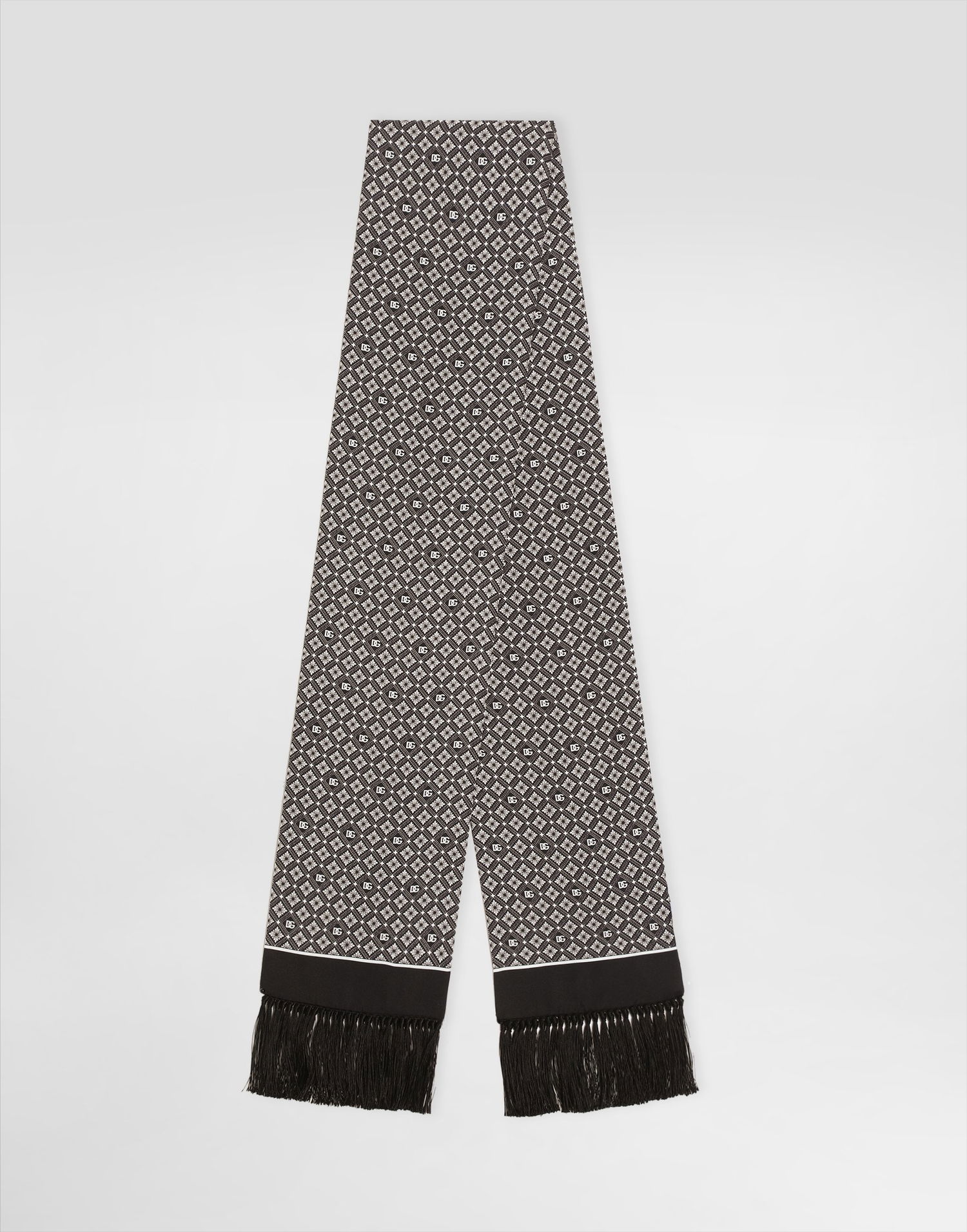 Šál Dolce & Gabbana Silk Scarf With Micro-design And Logo Čierna | GQ369EG0WTBX0800, 0