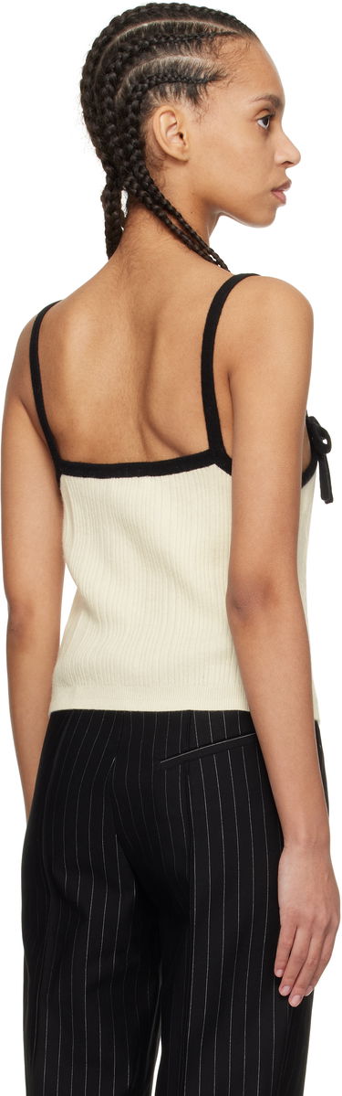 Tielko GANNI Off-White & Black Cashmere Mix Strap Tank Top Béžová | K2416, 2