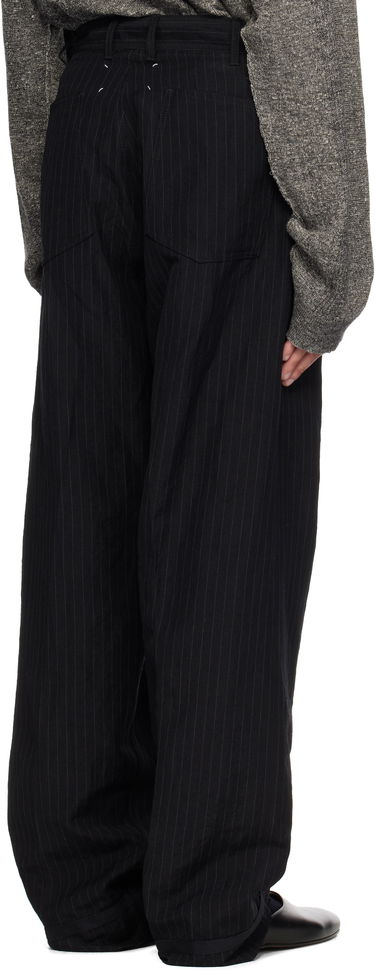 Nohavice Maison Margiela Maison Margiela Pinstripe Linen & Wool Wide-Leg Trousers Čierna | S50KA0678 M35447, 2