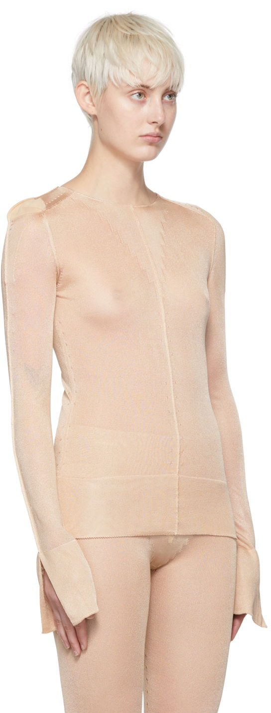 Sveter Jean Paul Gaultier Jean Paul Gaultier Viscose Fitted Sweater Béžová | 22/05-F-TO015, 1