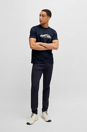 Tričko BOSS Porsche x BOSS Mercerized Cotton T-Shirt Navy | 50531455, 1
