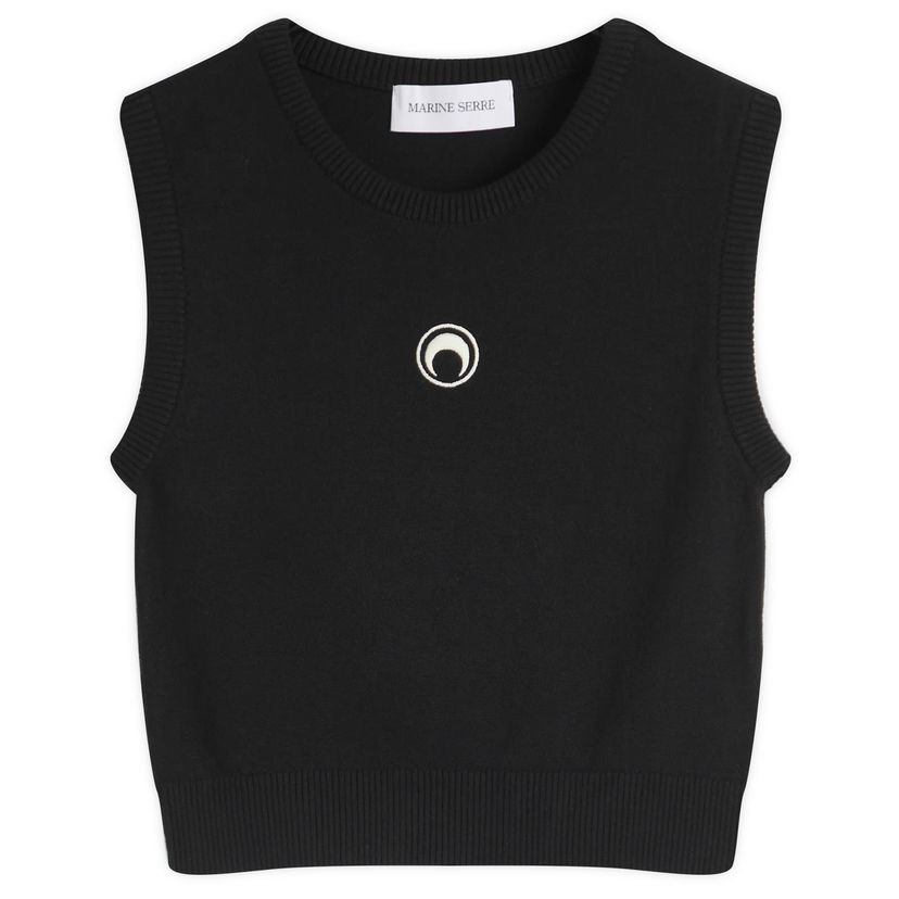Sveter Marine Serre Marine Serre Moon Logo Knit Vest, Size Large Čierna | WTK043A-BK99
