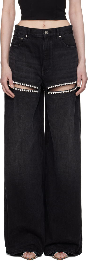 Džínsy Area AREA Wide Leg Crystal Slit Jeans Čierna | 0000P02333, 0