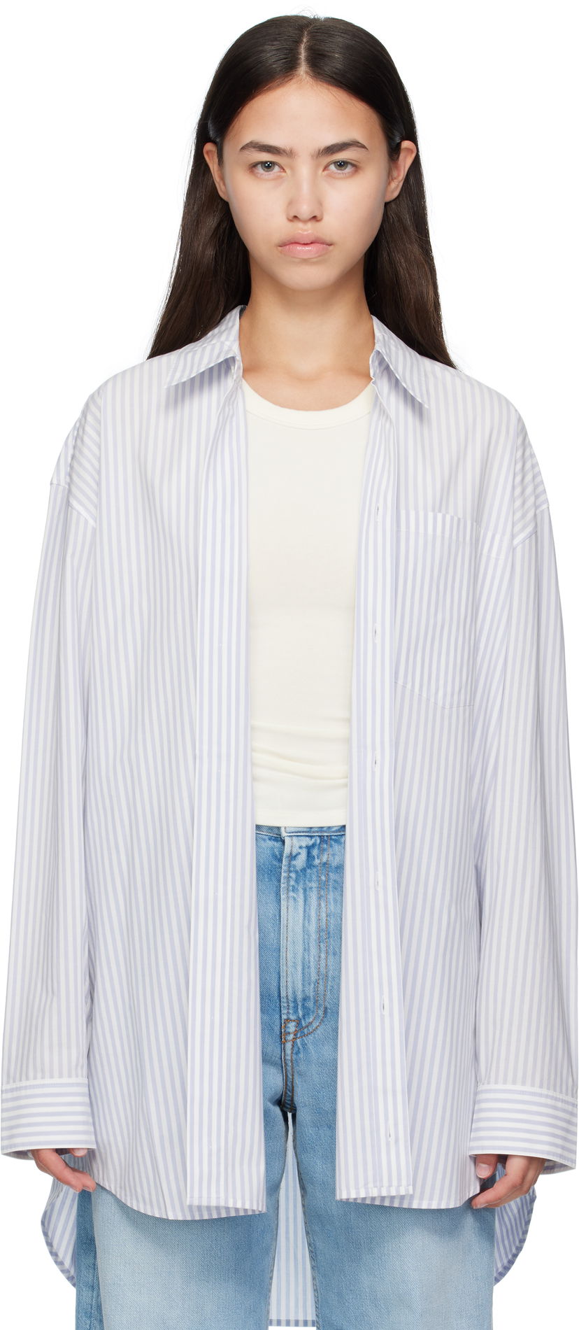 Košeľa Acne Studios Acne Studios Striped Oversized Button-Up Shirt Modrá | CB0117-