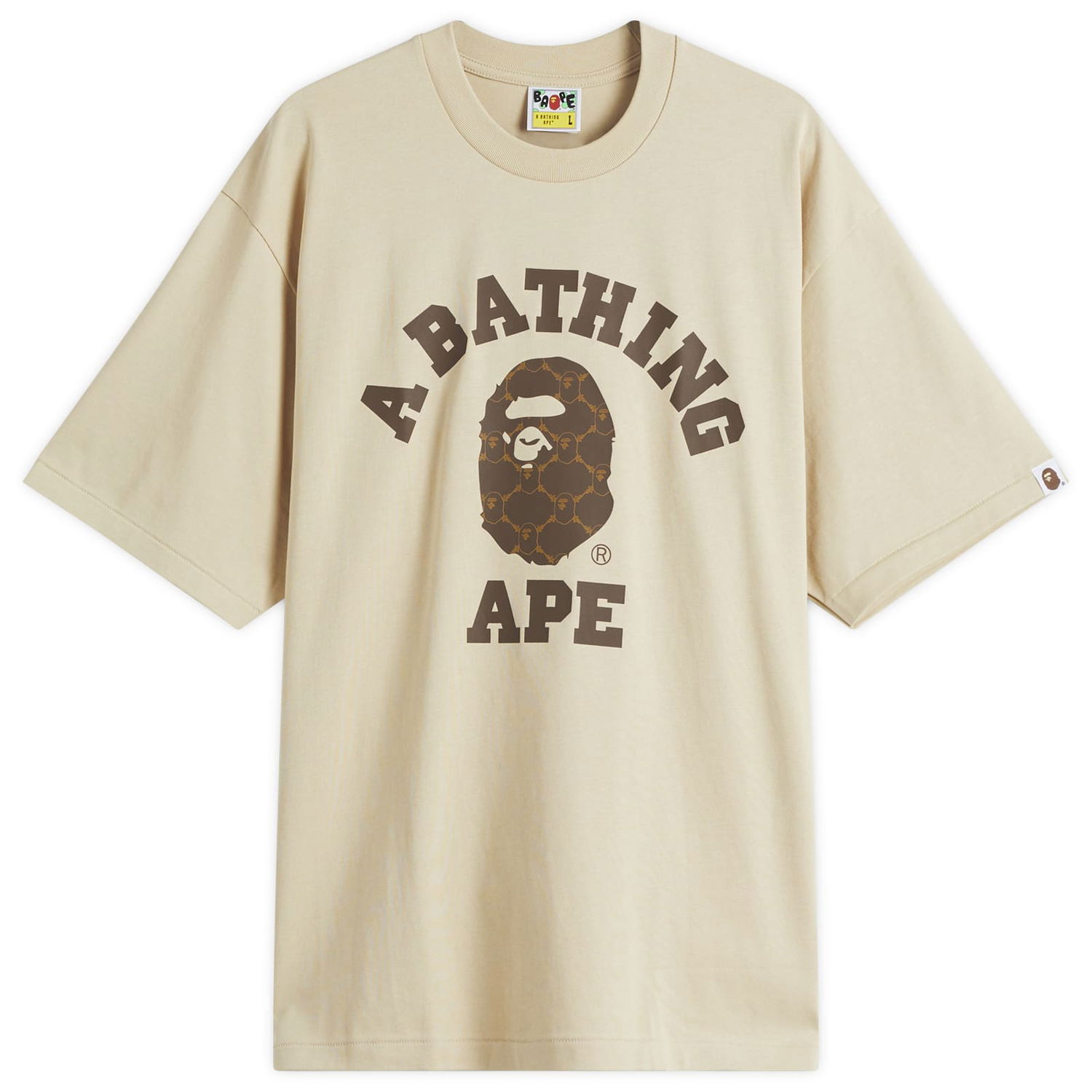 Tričko BAPE A Bathing Ape Collegeonogram Relaxed Fit T-Shirt, Size Large Béžová | 001TEL301322M-BEI, 0