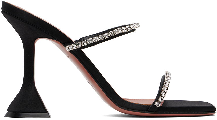 Amina Muaddi Gilda Crystal-Embellished Satin Heeled Sandals