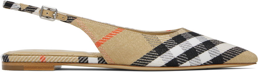 Doplnky Burberry Burberry Birdie Check Slingback Flats Béžová | 8106155