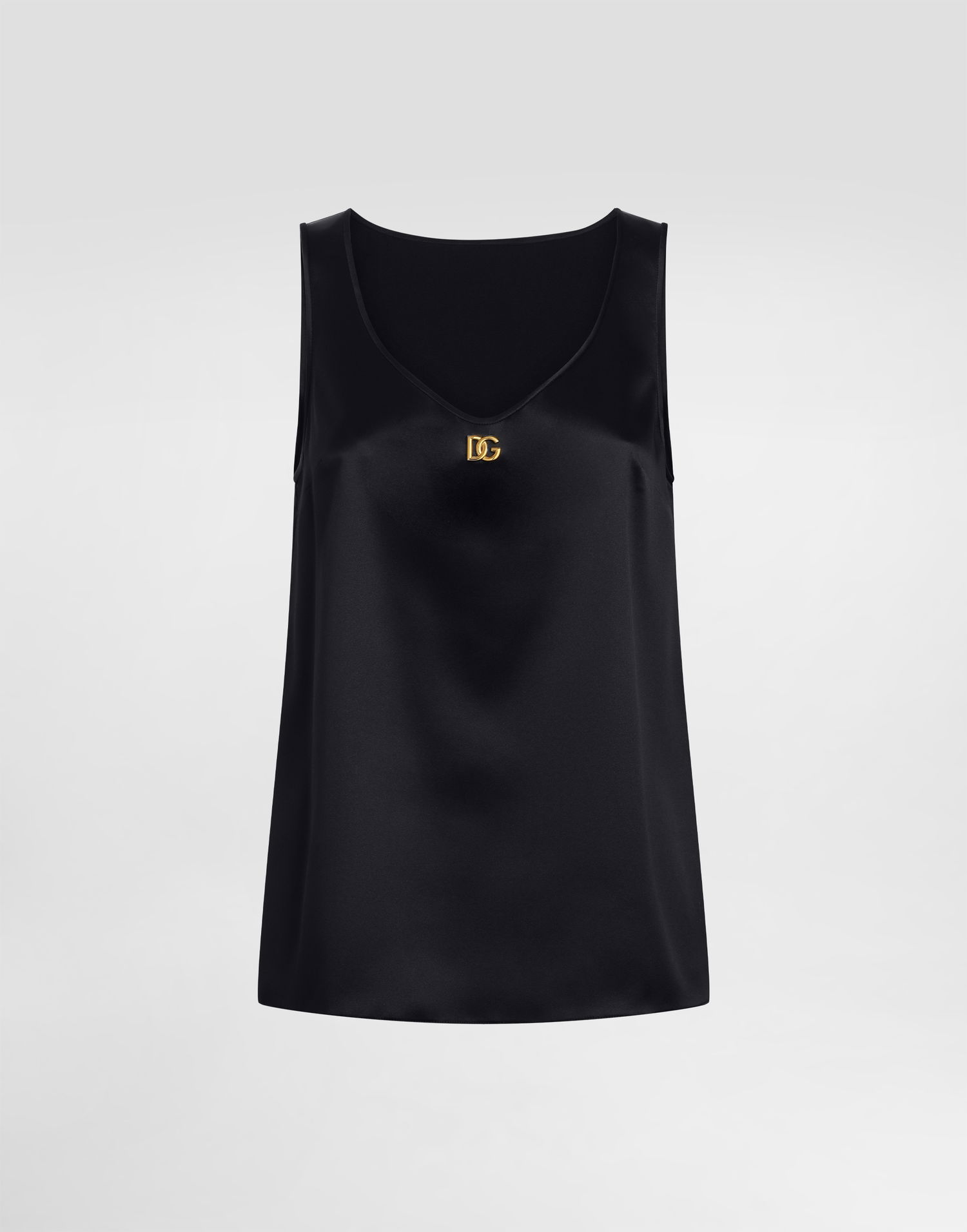 Tielko Dolce & Gabbana Dolce & Gabbana Satin Tank Top with DG Logo Čierna | F7AK5TFURAGN0000, 0