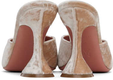 Tenisky a topánky Amina Muaddi Lupita Slipper Heeled Sandals Béžová | LUPITA SLIPPER VELVET, 1