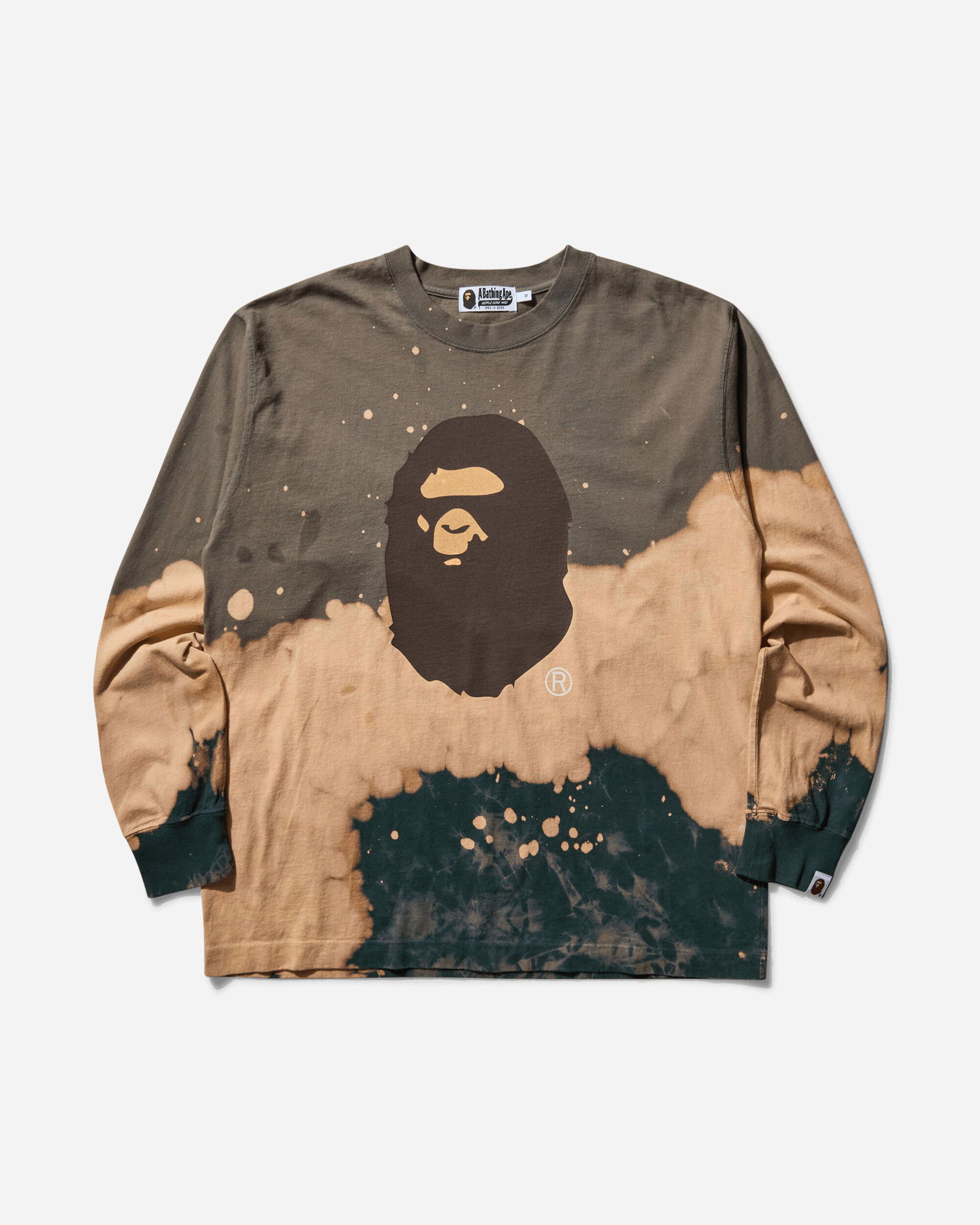 Tričko BAPE Tie Dye Ape Head Longsleeve T-Shirt Hnedá | 1K80111005 BEIGE, 1
