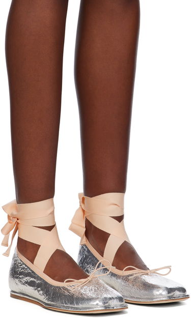 Starostlivosť o obuv Simone Rocha Simone Rocha Ribbon Bow Ballerina Flats Metalická | RMP17 0781, 3
