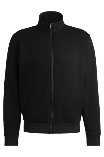 Sveter BOSS Regular-Fit Stretch Cotton Zip-Up Sweatshirt Čierna | 50532755, 0
