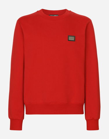 Mikina Dolce & Gabbana Jersey Sweatshirt With Branded Tag Červená | G9ABJTG7F2GR2254, 0