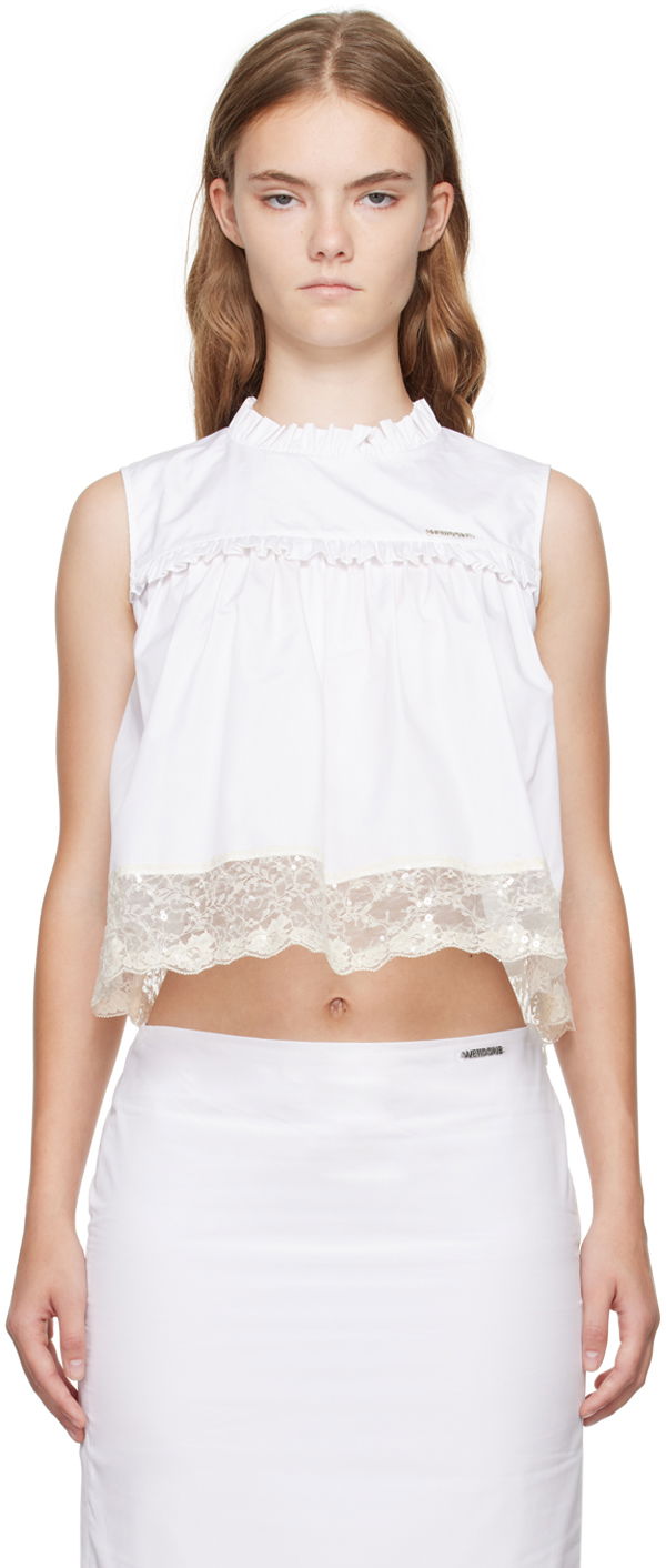 Tielko We11done Lace Trim Blouse Biela | WD-BL2-24-140-W-WH, 0
