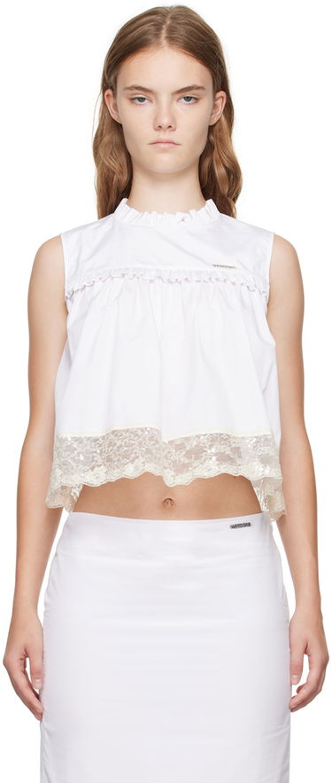 Tielko We11done Lace Trim Blouse Biela | WD-BL2-24-140-W-WH, 0