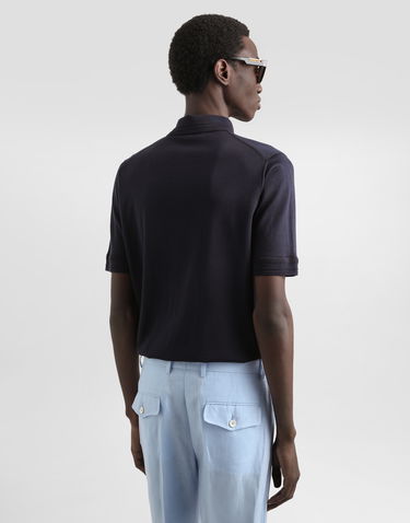 Polo tričko Dolce & Gabbana Dolce & Gabbana Satin Silk Polo Shirt Navy | GXZ02ZJBSLVB1622, 3