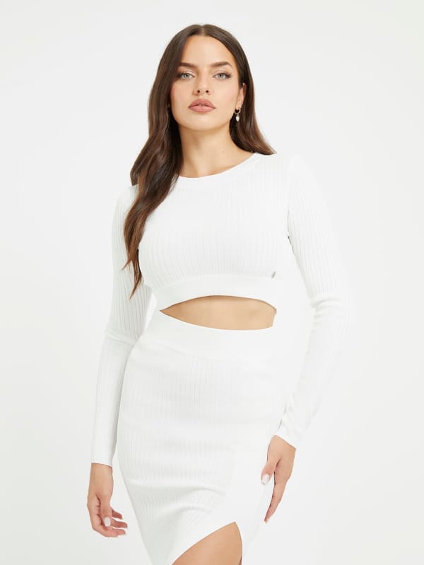 Oblečenie GUESS Cut-Out Sweater Top Biela | W3YR39Z2U00, 0