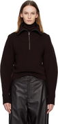 LEMAIRE Rib Knit Half-Zip Stand Collar Sweater