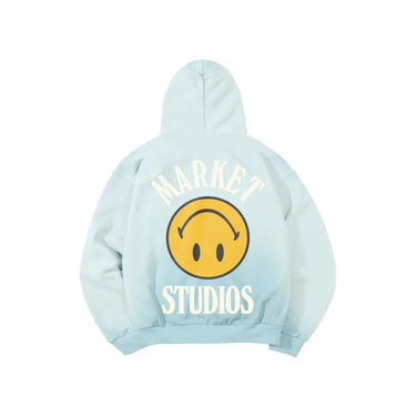 Mikina MARKET Market Smiley Upside Down Lock-up Hoodie Tyrkysová | HD0386-BLUE, 2
