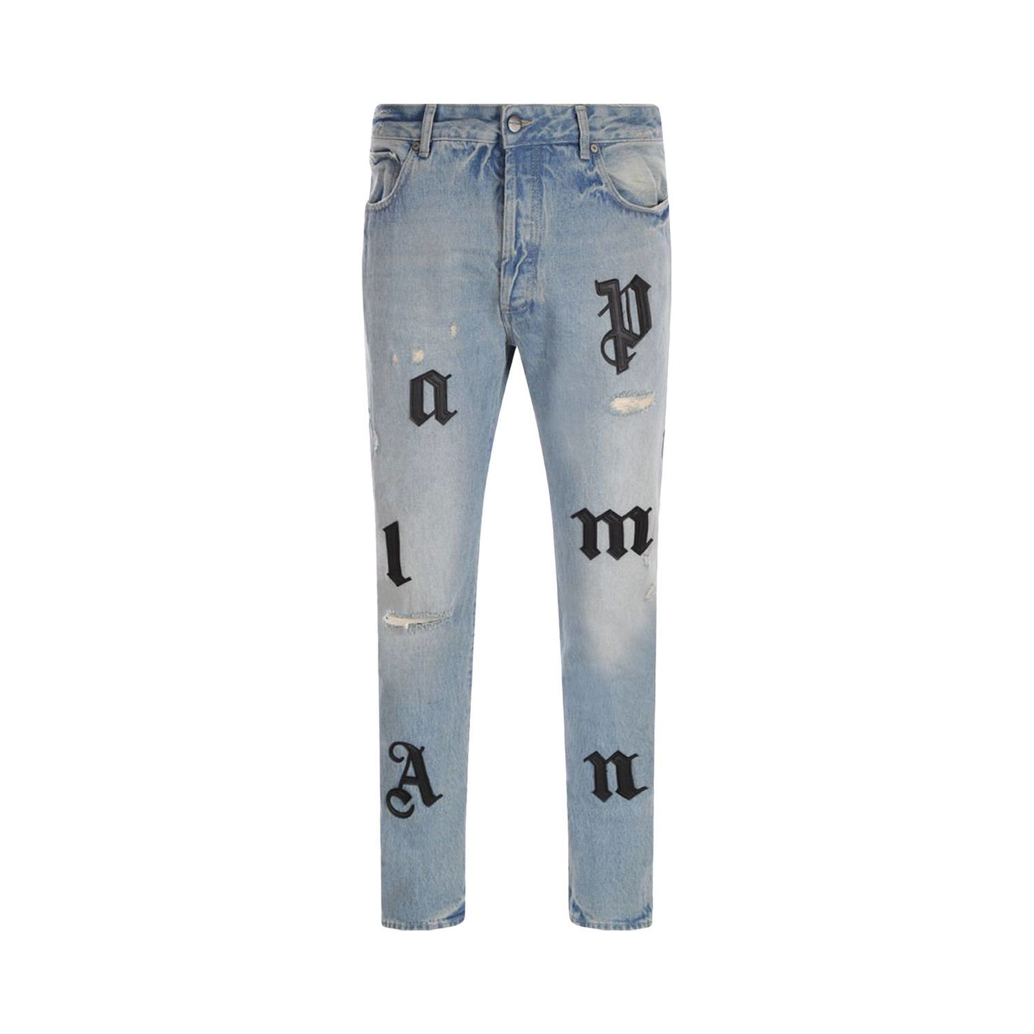 Džínsy Palm Angels Logo Patch Classic 5 Pocket Jeans Modrá | PMYA033F22DEN0034510, 1