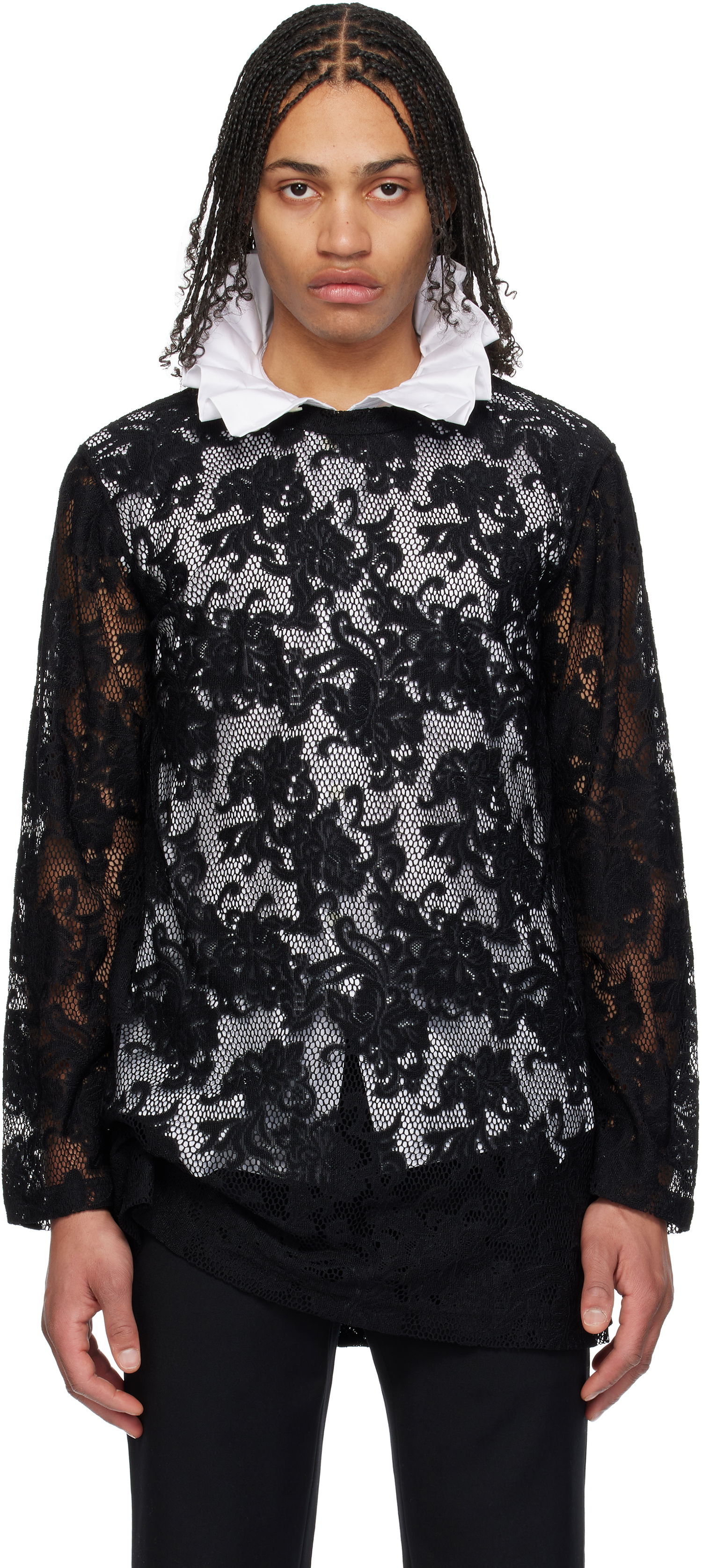 Košeľa Comme des Garçons Comme des Garçons Homme Plus Raschel Lace T-Shirt Čierna | PO-T036-051, 0
