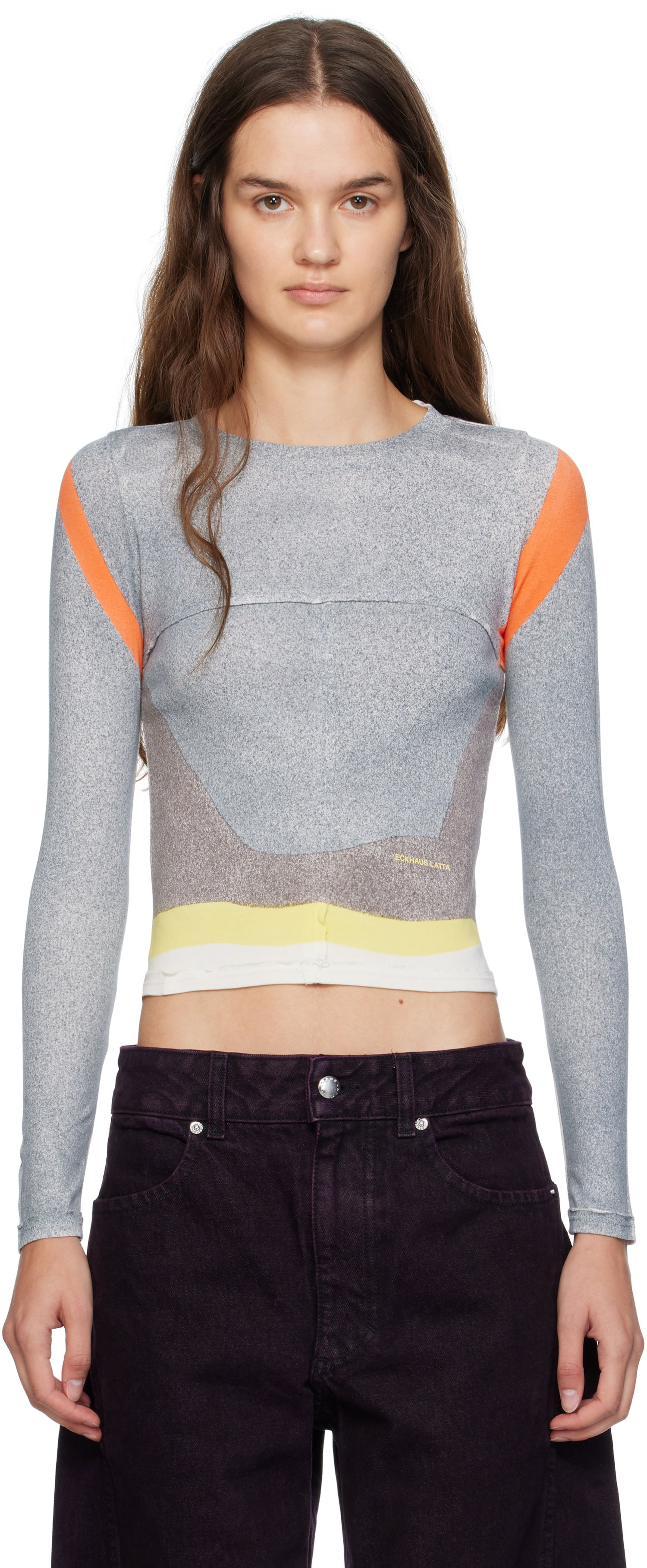 Tričko Eckhaus Latta Eckhaus Latta Lapped Baby Crewneck T-Shirt Šedá | 9100-EL-PF25-V -, 0