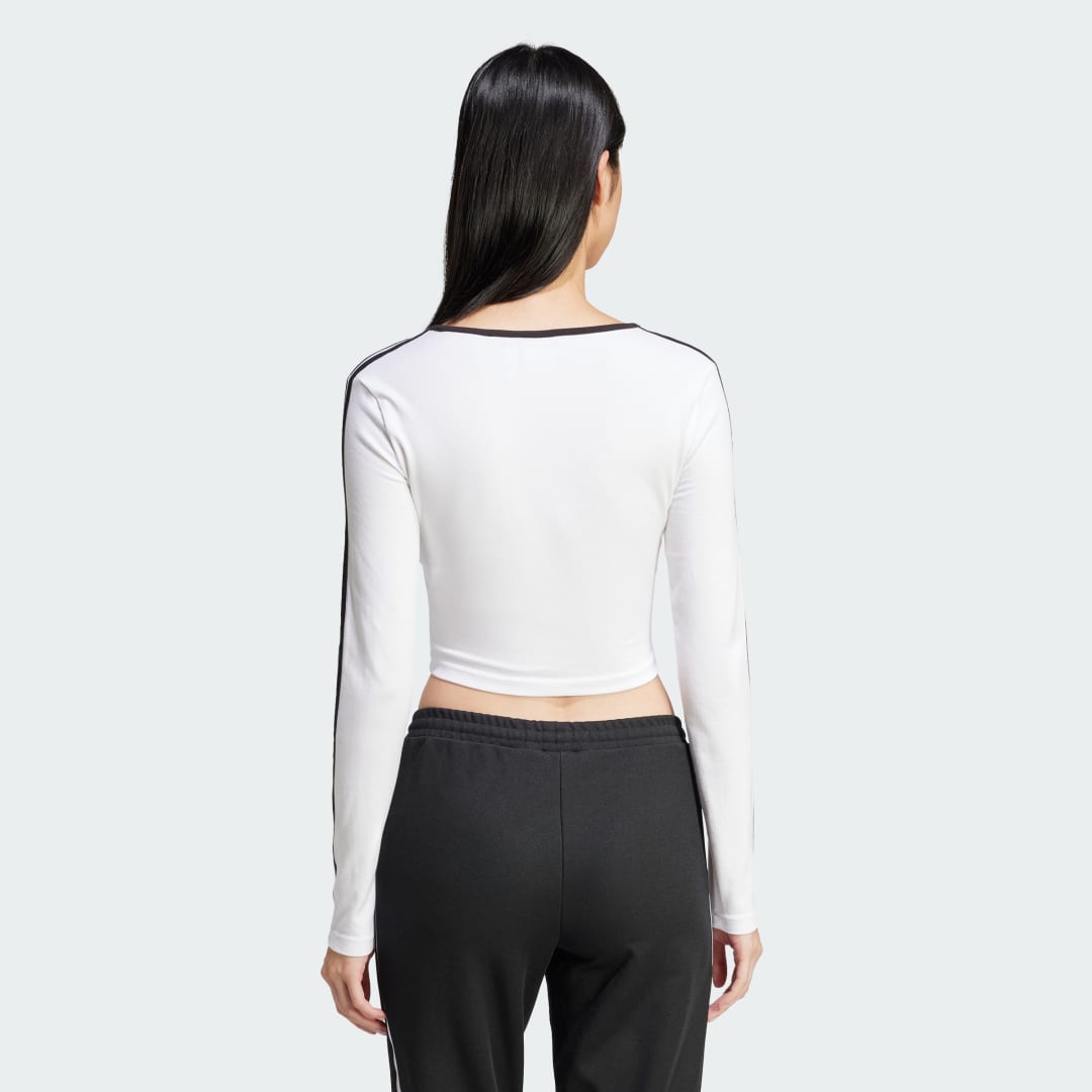 Crop Top adidas Performance Adicolor 3-Stripes Crop Long Sleeve Top Biela | JD4625, 1