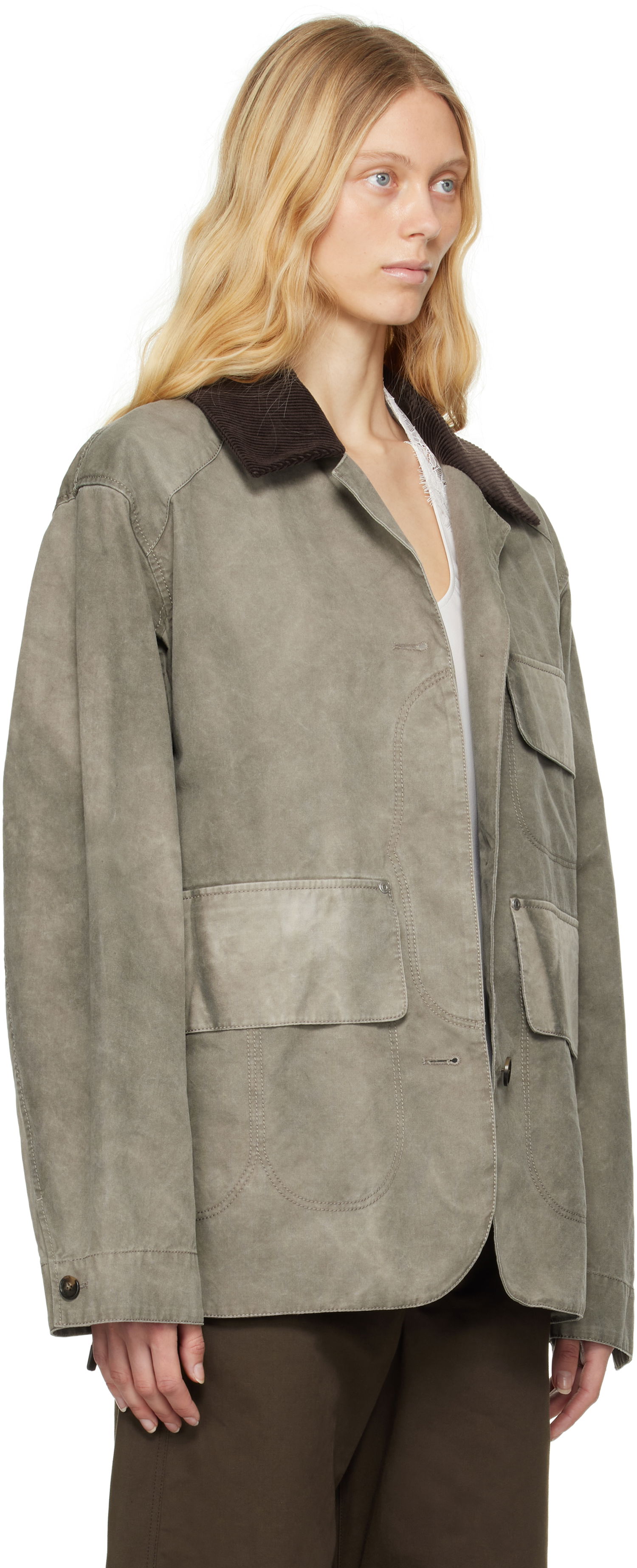 Parka Stella McCartney Stella McCartney Corduroy Collar Aged Jacket Zelené | 6801223EU470, 1