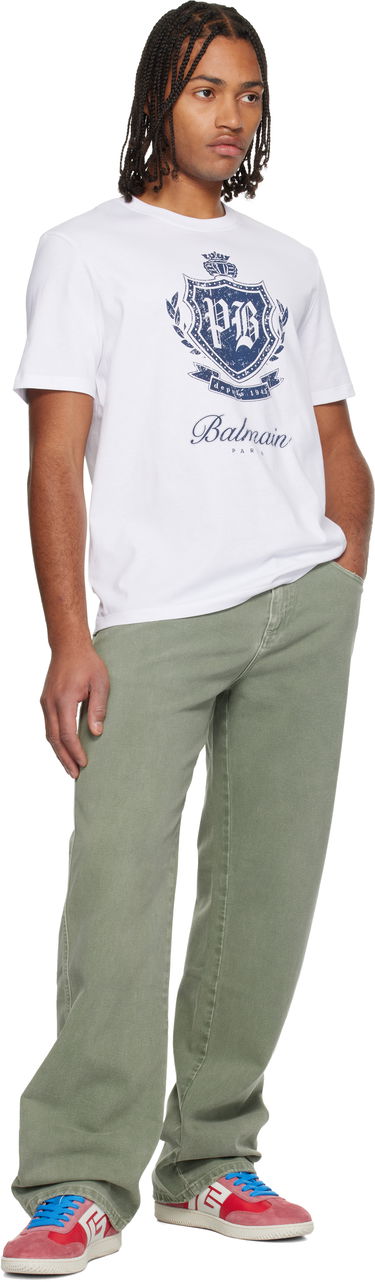 Tričko Balmain College Emblem Print Short-Sleeved T-shirt Biela | FH0EG000GF33, 3